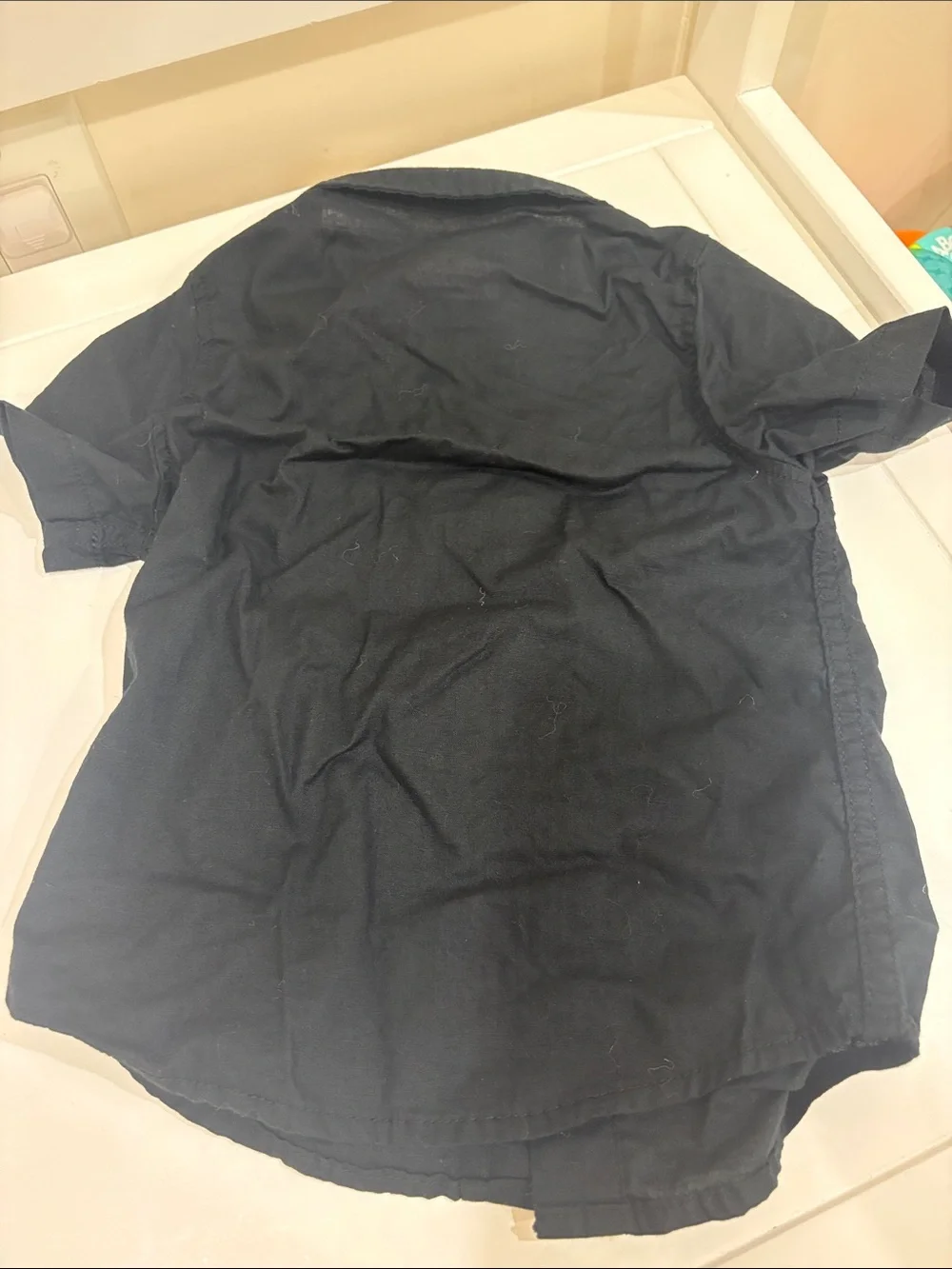 Cat & Jack Black Short-Sleeve Button-Down Shirt with White Ghost Patch
